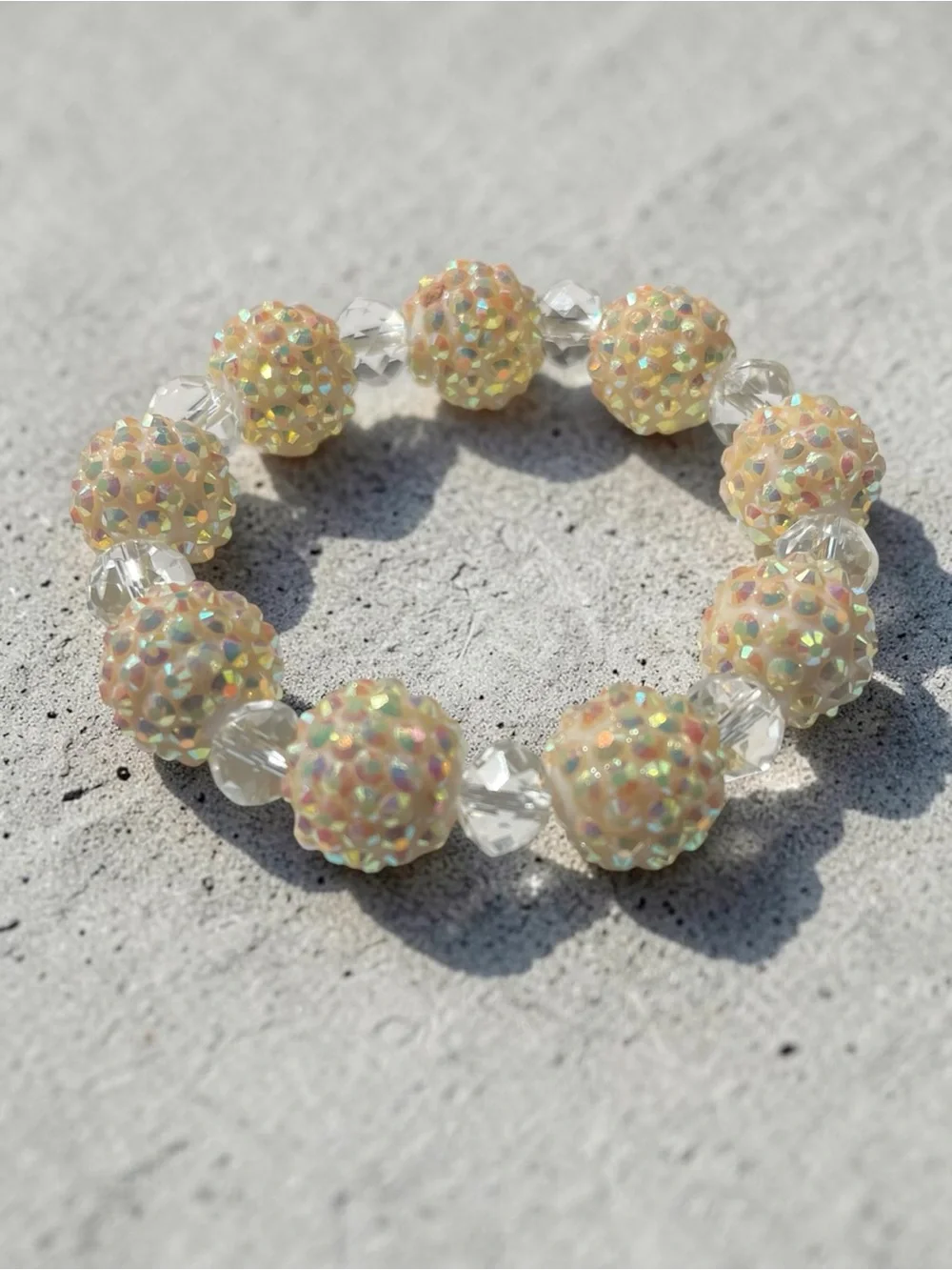 Pavé Crystal Bead Aurora Borealis Rhinestones Stretch Bracelet